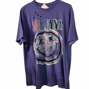 Nirvana Urban Outfitters Distressed Tee NWT L/XL Purple